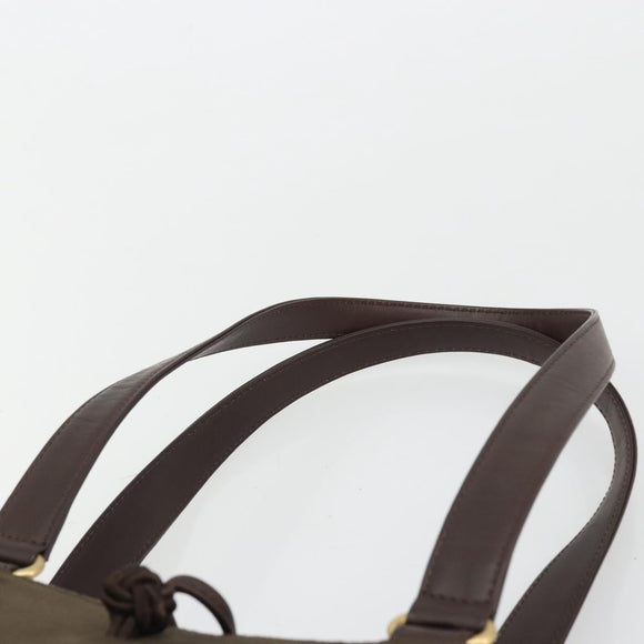 Burberrys Tote Bag Leather Brown Gold Auth BA12130A