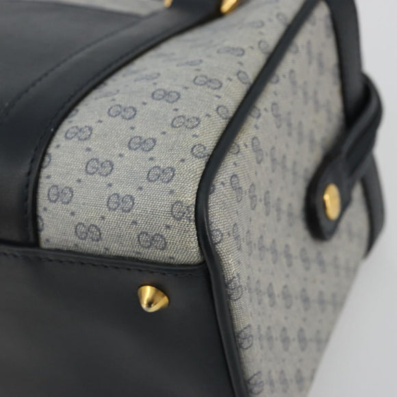GUCCI Micro GG Supreme Boston Bag PVC Navy Gold Auth BA12131