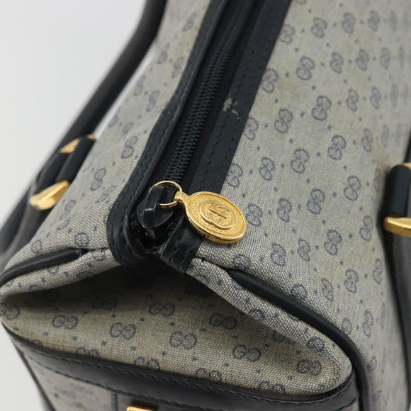 GUCCI Micro GG Supreme Boston Bag PVC Navy Gold Auth BA12131
