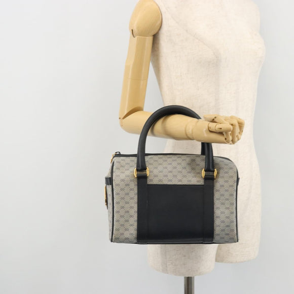 GUCCI Micro GG Supreme Boston Bag PVC Navy Gold Auth BA12131
