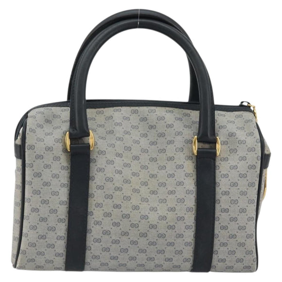 GUCCI Micro GG Supreme Boston Bag PVC Navy Gold Auth BA12131