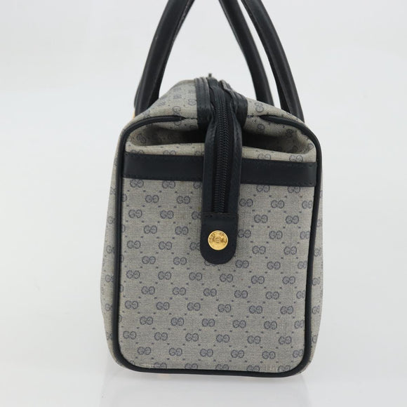 GUCCI Micro GG Supreme Boston Bag PVC Navy Gold Auth BA12131
