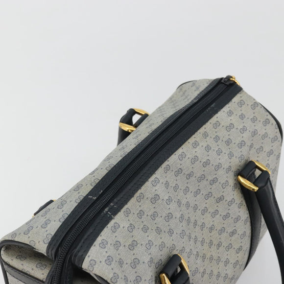 GUCCI Micro GG Supreme Boston Bag PVC Navy Gold Auth BA12131