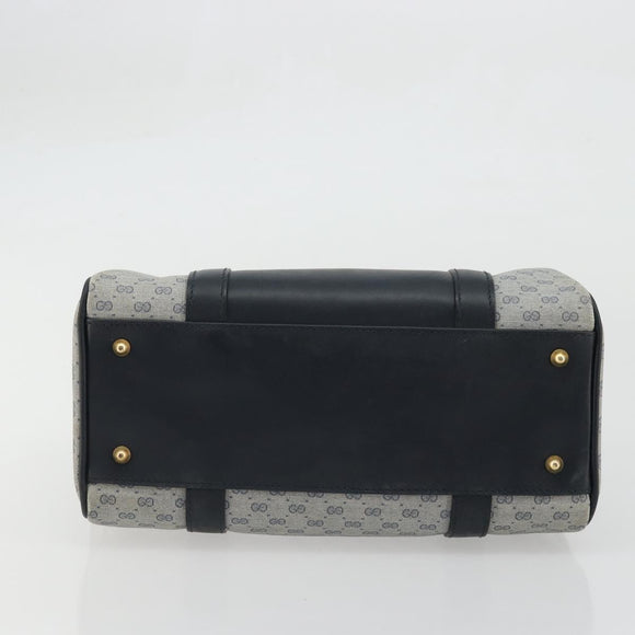 GUCCI Micro GG Supreme Boston Bag PVC Navy Gold Auth BA12131