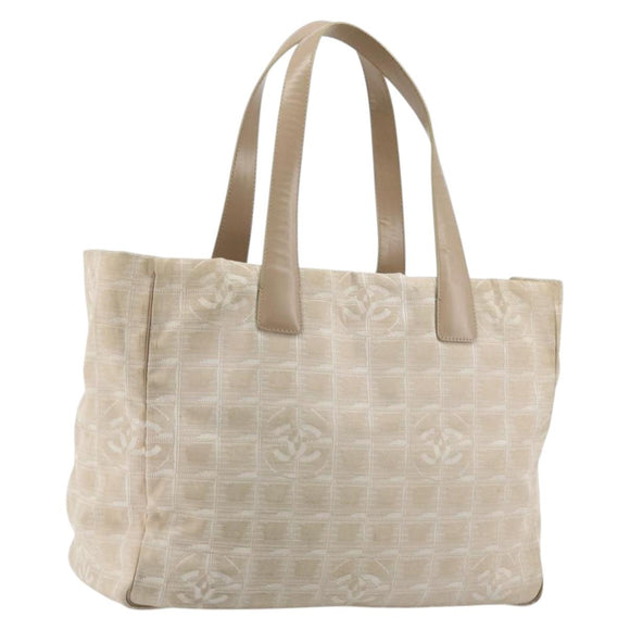 CHANEL New Travel line Hand Bag Nylon Beige Gold CC Auth BA12132