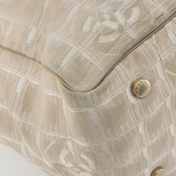CHANEL New Travel line Hand Bag Nylon Beige Gold CC Auth BA12132