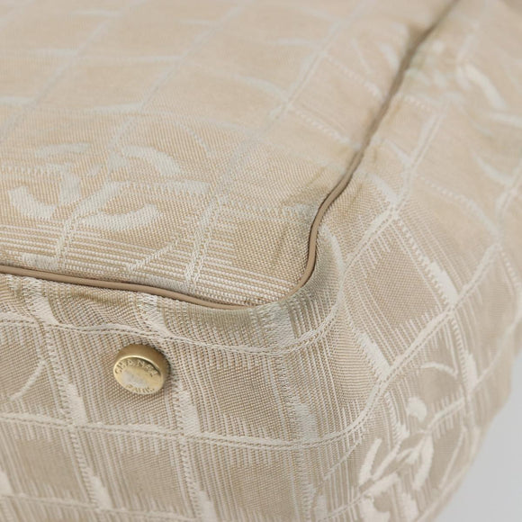 CHANEL New Travel line Hand Bag Nylon Beige Gold CC Auth BA12132