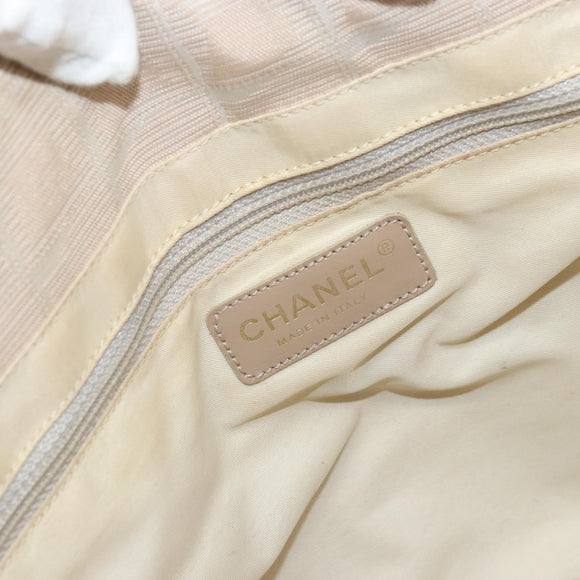 CHANEL New Travel line Hand Bag Nylon Beige Gold CC Auth BA12132
