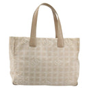 CHANEL New Travel line Hand Bag Nylon Beige Gold CC Auth BA12132-2