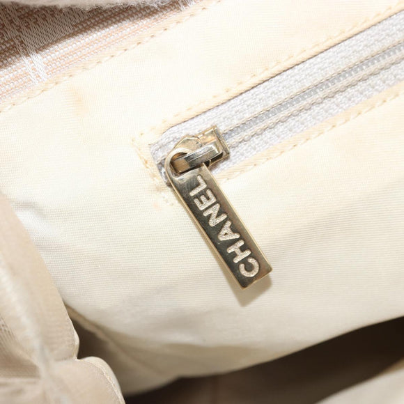 CHANEL New Travel line Hand Bag Nylon Beige Gold CC Auth BA12132