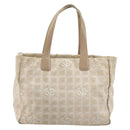 CHANEL New Travel line Hand Bag Nylon Beige Gold CC Auth BA12132-3
