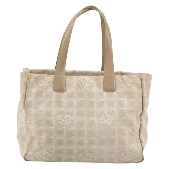 CHANEL New Travel line Hand Bag Nylon Beige Gold CC Auth BA12132