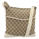 GUCCI GG Canvas Shoulder Bag Beige Silver 145857 Auth BA12133-1
