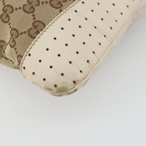 GUCCI GG Canvas Shoulder Bag Beige Silver 145857 Auth BA12133