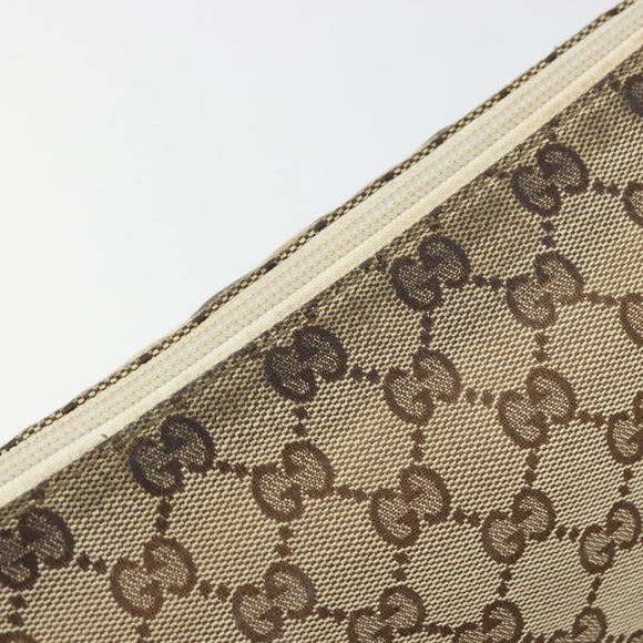 GUCCI GG Canvas Shoulder Bag Beige Silver 145857 Auth BA12133
