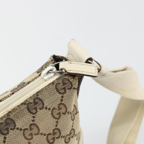 GUCCI GG Canvas Shoulder Bag Beige Silver 145857 Auth BA12133
