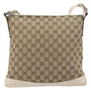 GUCCI GG Canvas Shoulder Bag Beige Silver 145857 Auth BA12133-3