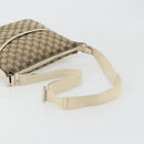 GUCCI GG Canvas Shoulder Bag Beige Silver 145857 Auth BA12133-7