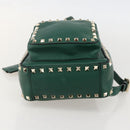 VALENTINO Rock Studs Backpack Leather Green Gold Auth BA12134A-5