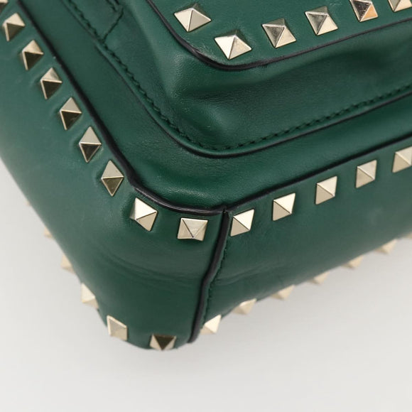 VALENTINO Rock Studs Backpack Leather Green Gold Auth BA12134A