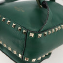 VALENTINO Rock Studs Backpack Leather Green Gold Auth BA12134A-17