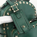 VALENTINO Rock Studs Backpack Leather Green Gold Auth BA12134A-20