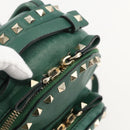 VALENTINO Rock Studs Backpack Leather Green Gold Auth BA12134A-10