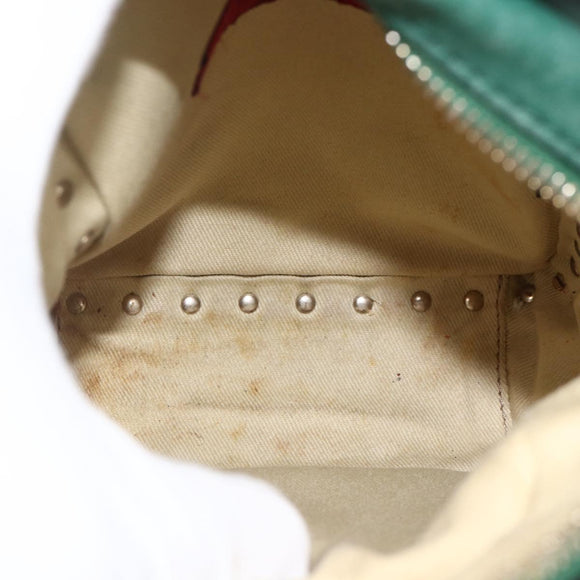 VALENTINO Rock Studs Backpack Leather Green Gold Auth BA12134A
