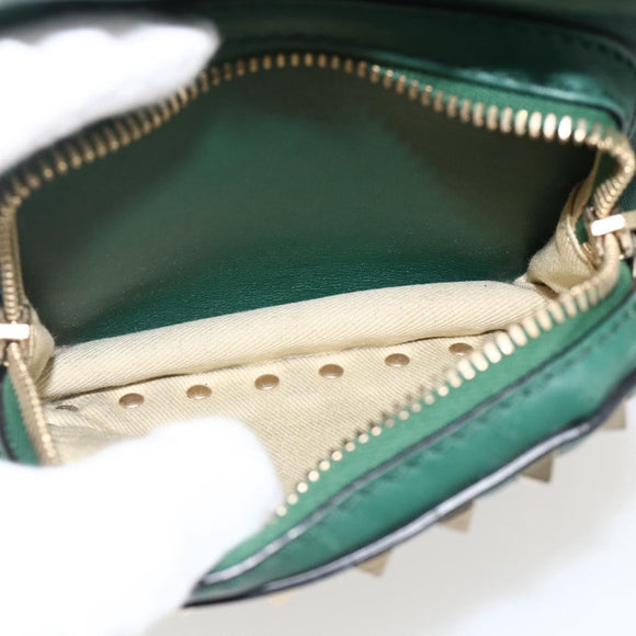 VALENTINO Rock Studs Backpack Leather Green Gold Auth BA12134A