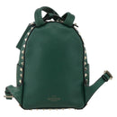 VALENTINO Rock Studs Backpack Leather Green Gold Auth BA12134A-2
