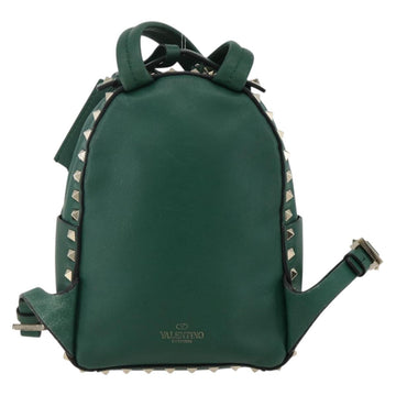 VALENTINO Rock Studs Backpack Leather Green Gold Auth BA12134A - 0