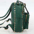 VALENTINO Rock Studs Backpack Leather Green Gold Auth BA12134A-3