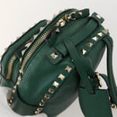 VALENTINO Rock Studs Backpack Leather Green Gold Auth BA12134A-6