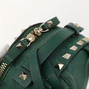 VALENTINO Rock Studs Backpack Leather Green Gold Auth BA12134A-7