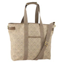 Salvatore Ferragamo Tote Bag Canvas 2way Beige Gold Auth BA12135-1