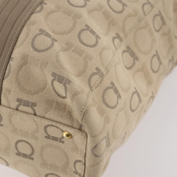 Salvatore Ferragamo Tote Bag Canvas 2way Beige Gold Auth BA12135