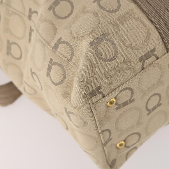 Salvatore Ferragamo Tote Bag Canvas 2way Beige Gold Auth BA12135