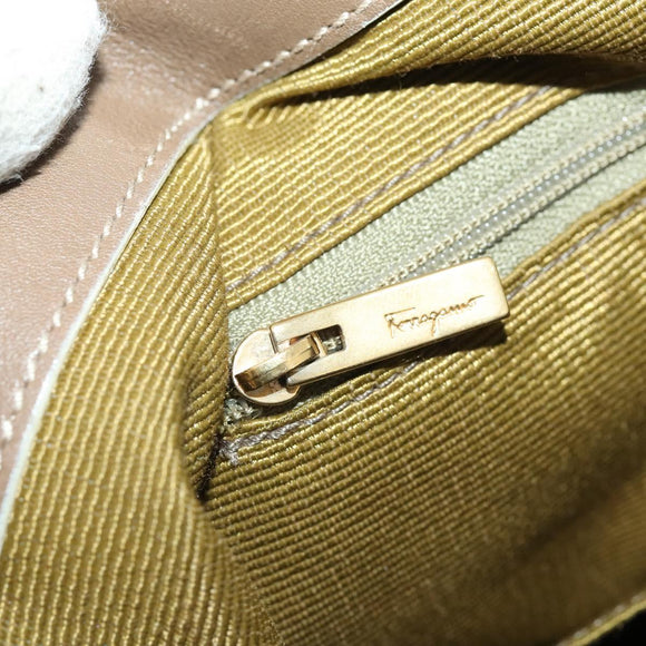 Salvatore Ferragamo Tote Bag Canvas 2way Beige Gold Auth BA12135