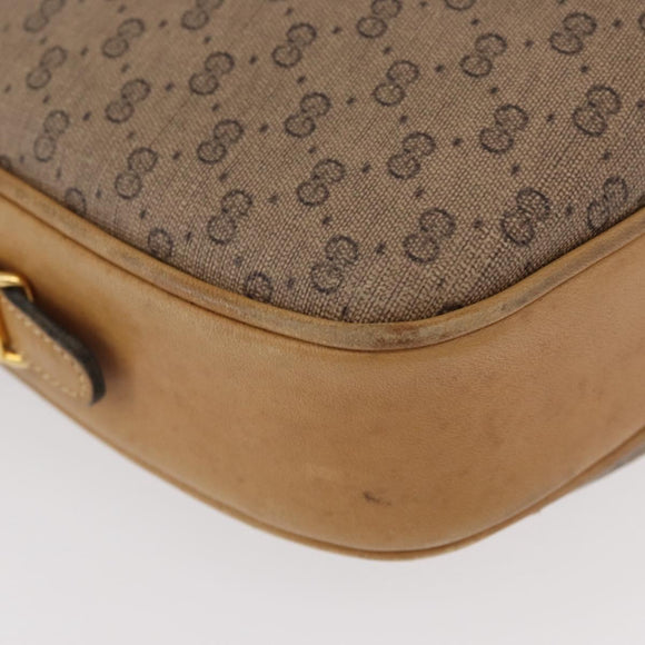 GUCCI Micro GG Supreme Shoulder Bag PVC Beige Gold Auth BA12144
