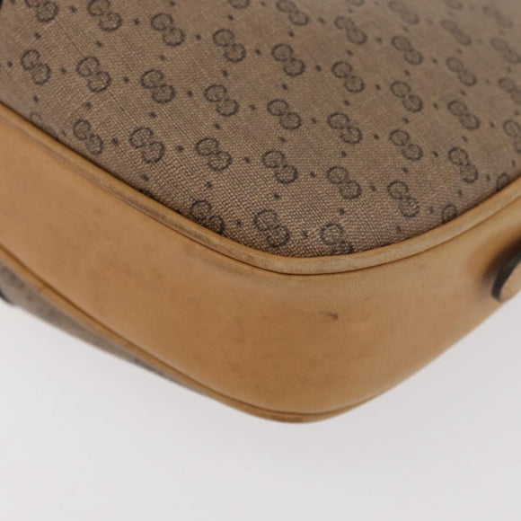 GUCCI Micro GG Supreme Shoulder Bag PVC Beige Gold Auth BA12144