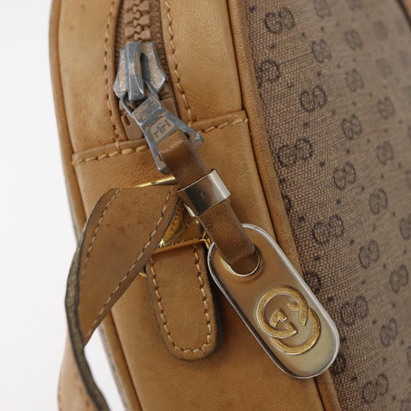 GUCCI Micro GG Supreme Shoulder Bag PVC Beige Gold Auth BA12144