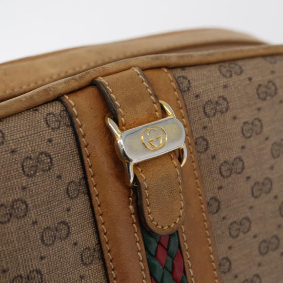 GUCCI Micro GG Supreme Shoulder Bag PVC Beige Gold Auth BA12144