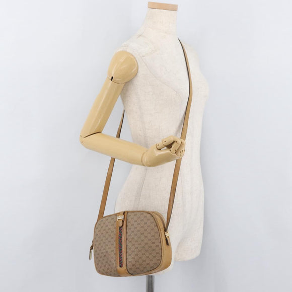 GUCCI Micro GG Supreme Shoulder Bag PVC Beige Gold Auth BA12144