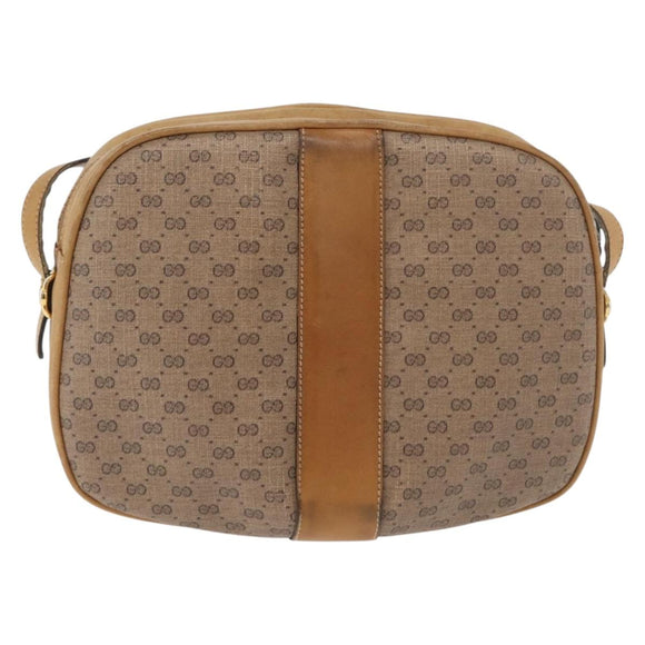 GUCCI Micro GG Supreme Shoulder Bag PVC Beige Gold Auth BA12144
