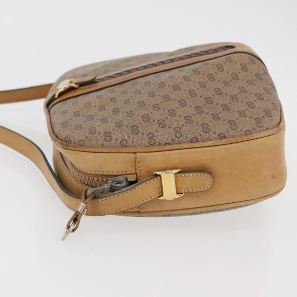 GUCCI Micro GG Supreme Shoulder Bag PVC Beige Gold Auth BA12144