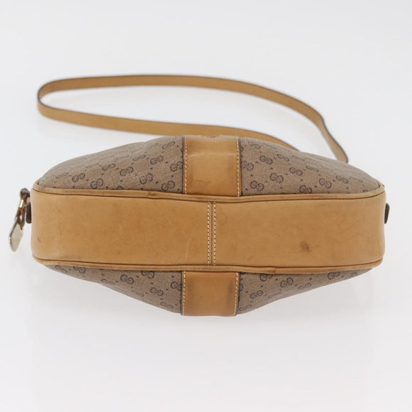 GUCCI Micro GG Supreme Shoulder Bag PVC Beige Gold Auth BA12144
