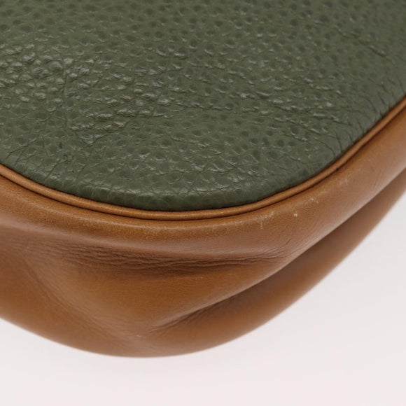 Christian Dior Shoulder Bag Leather Green Gold Auth BA12145