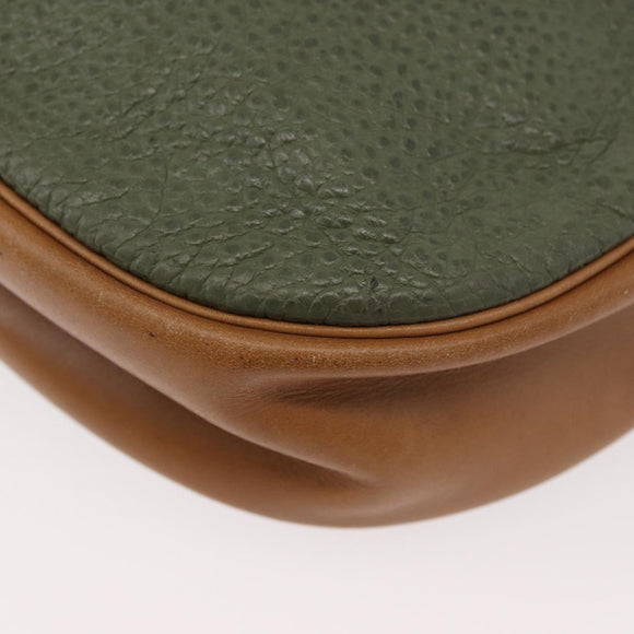 Christian Dior Shoulder Bag Leather Green Gold Auth BA12145