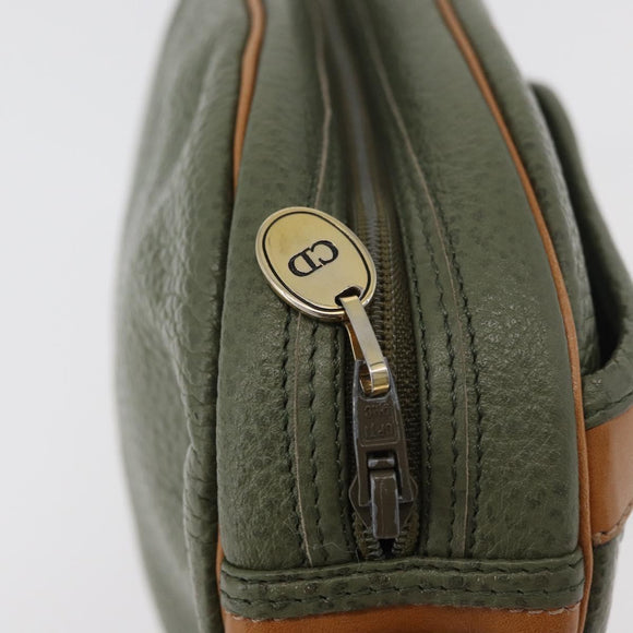Christian Dior Shoulder Bag Leather Green Gold Auth BA12145