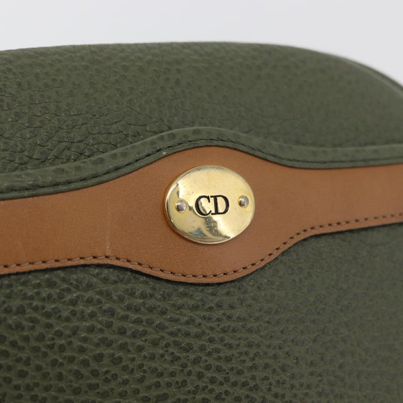 Christian Dior Shoulder Bag Leather Green Gold Auth BA12145